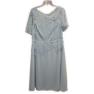 Adrianna Papell Light Blue Sequin Midi Dress